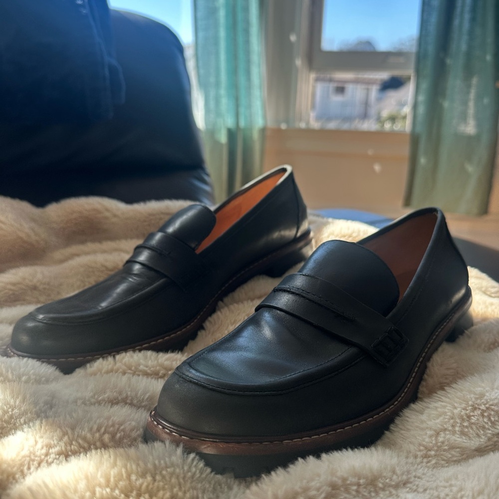 Women’s Black Leather Penny Loafers